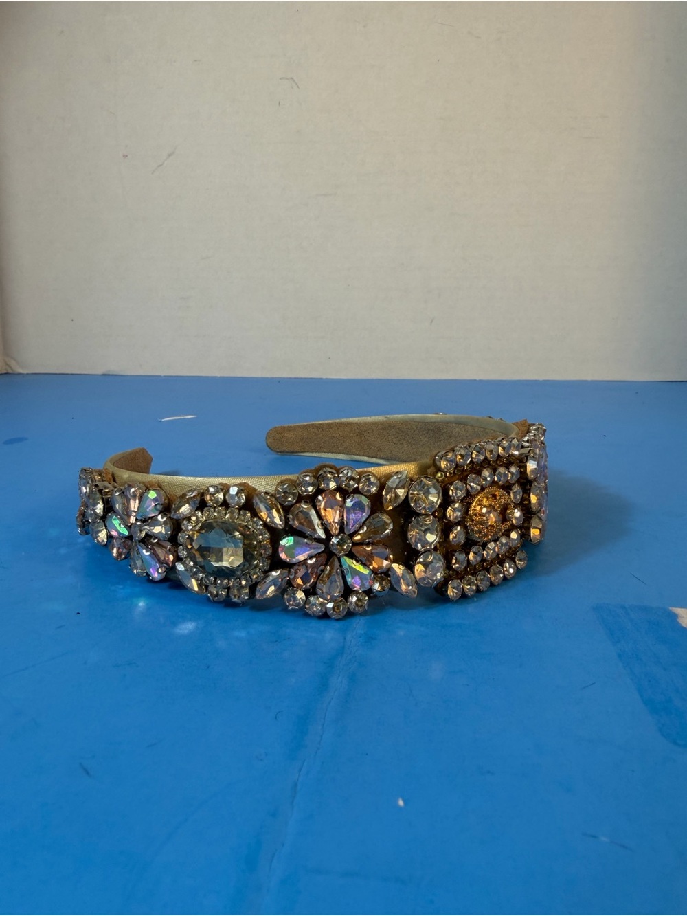 Crystal Embellished Gold Headband - Women's Accessory